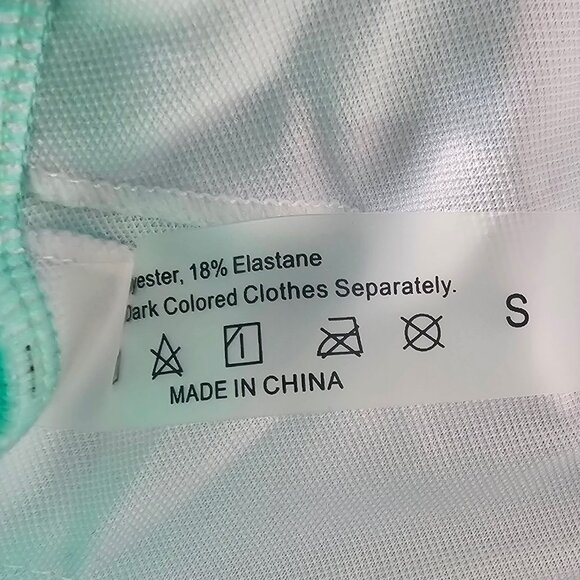 Real Housewives Monstera Netted Sleeve Mint Green Belted One Piece Swimsuit SZ S - Picture 6 of 6